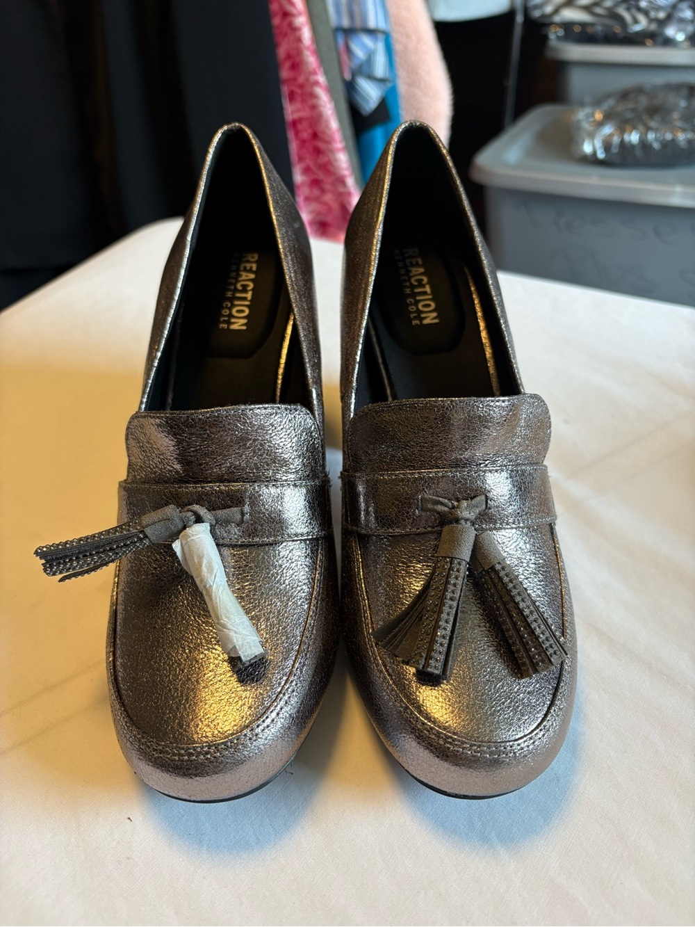 Kenneth Cole Reaction Metallic Pewter Tassel Loafers - Women